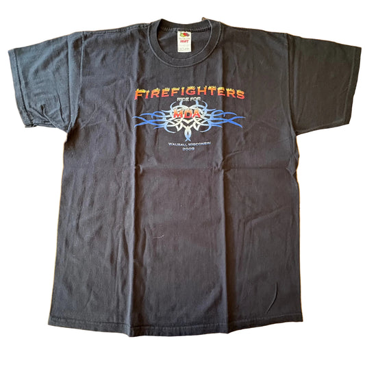Firefighters For MDA Wausau Wisconsin T-Shirt Black Short Sleeve Size XL
