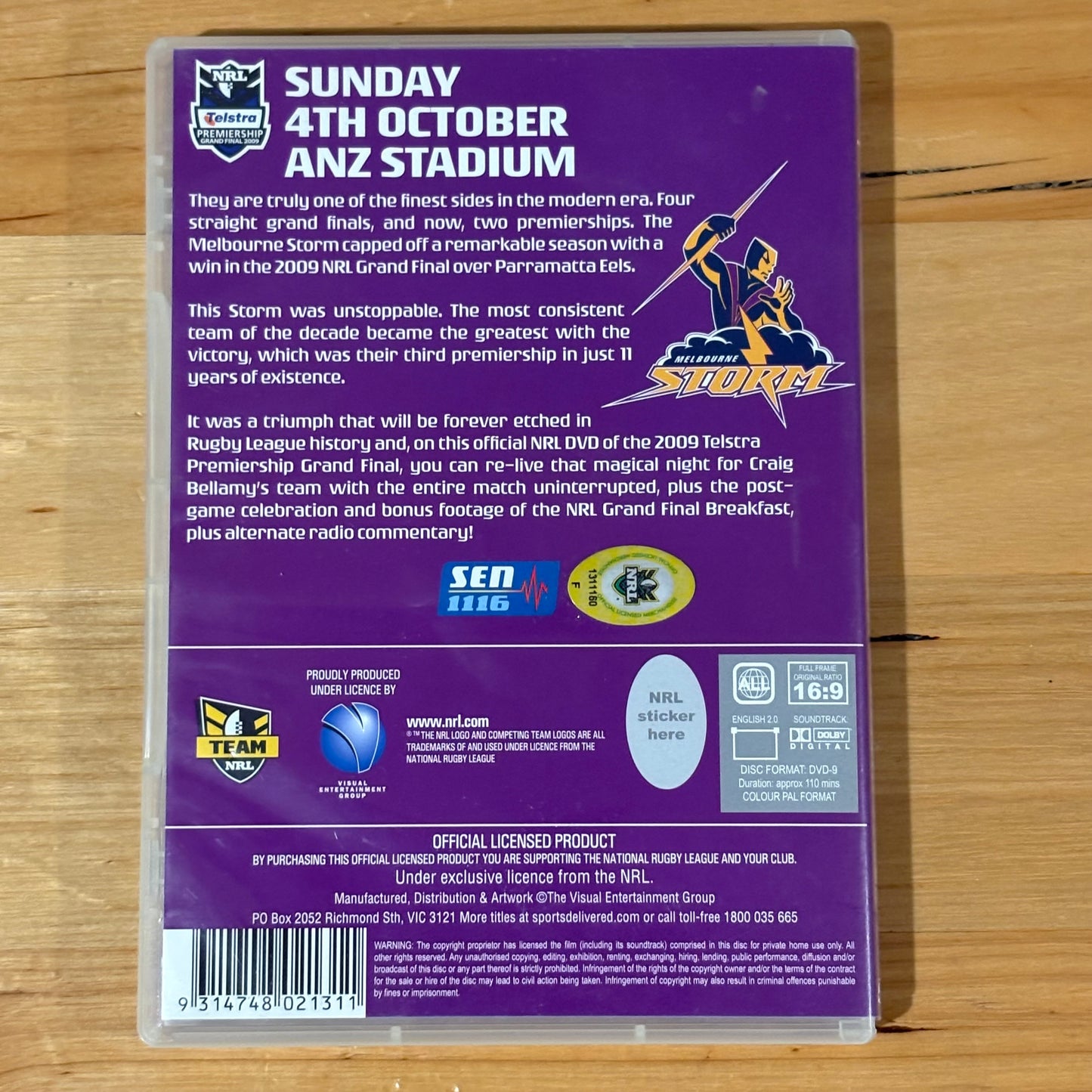 Melbourne Storm NRL Premiers 2009 and 2012 DVD Grand Final PAL 4 VGC