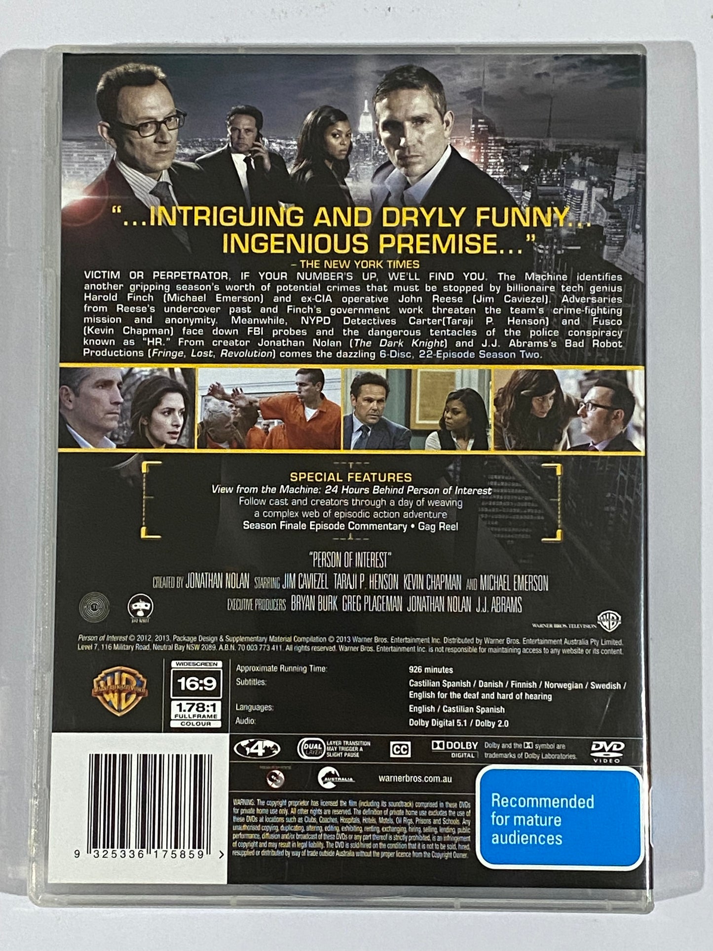 Person Of Interest Complete Seasons 1-5 DVD Every Episode PAL 4 VGC