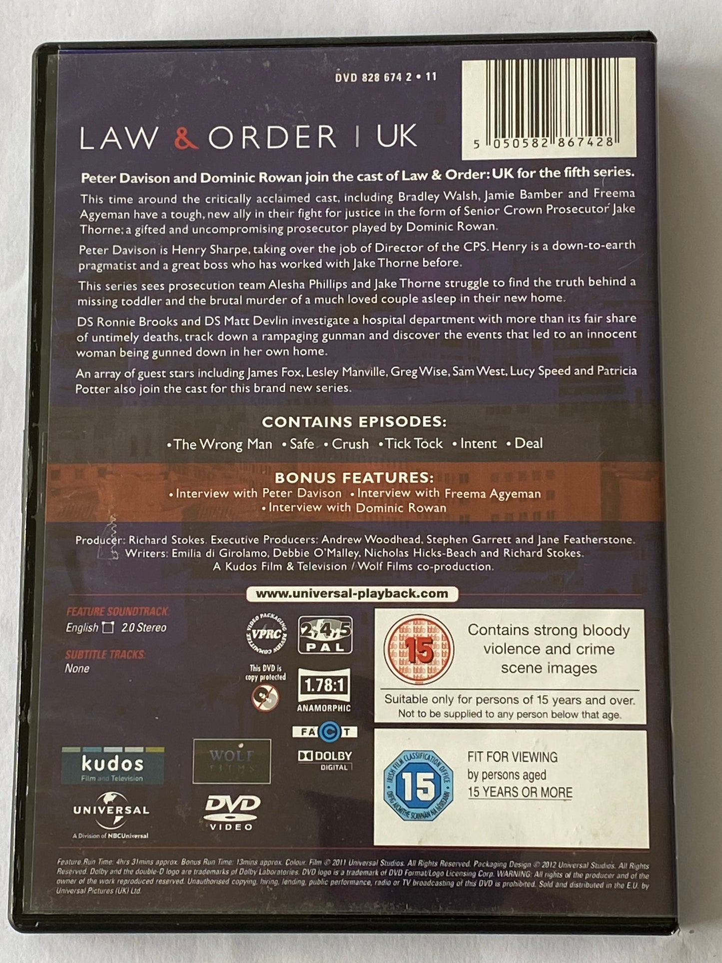 Law & Order UK Series 1 & 5 DVD ITV British Crime Drama 2-Disc Sets PAL 4 VGC