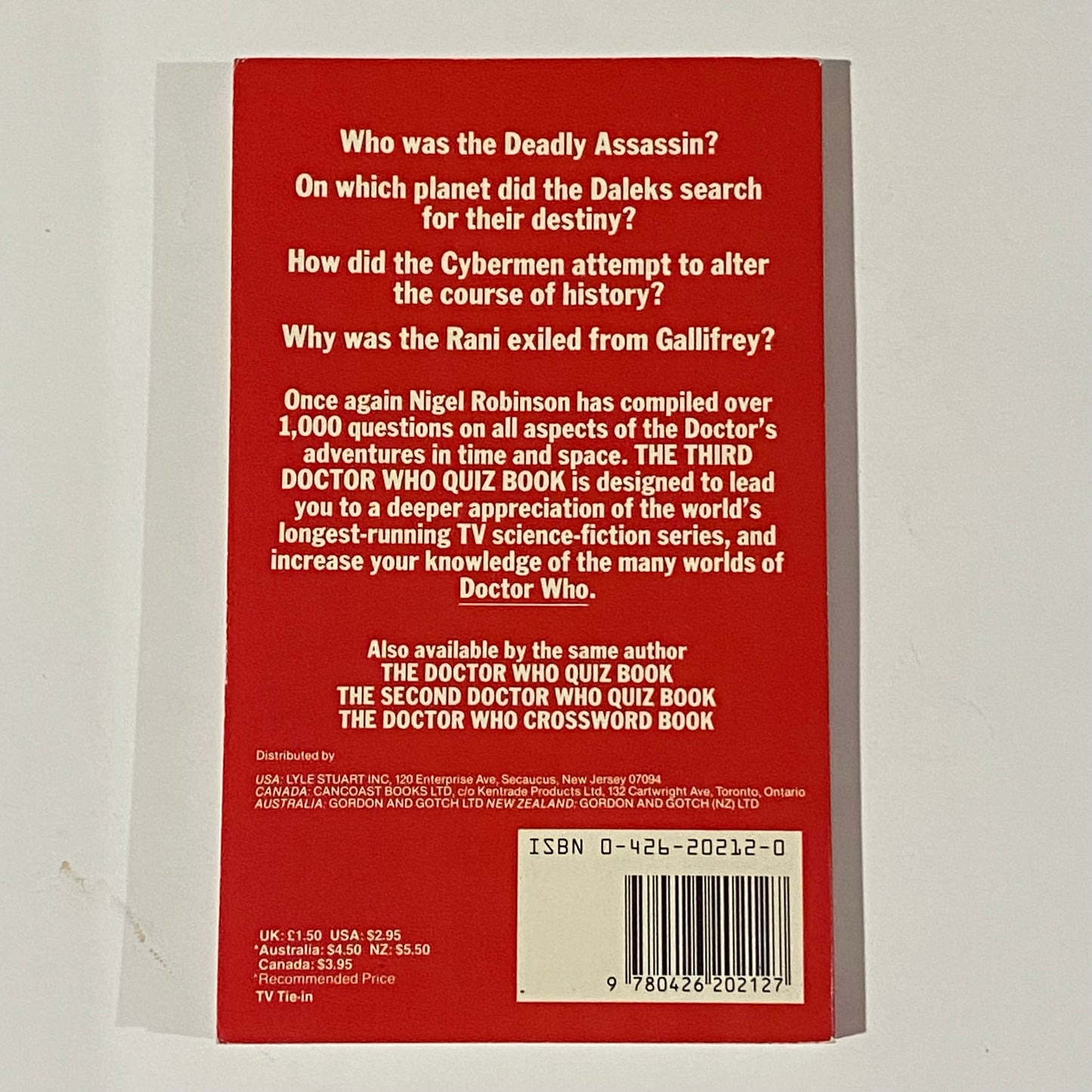 The Third Doctor Who Quiz Book by Nigel Robinson Target Books 1985 VGC