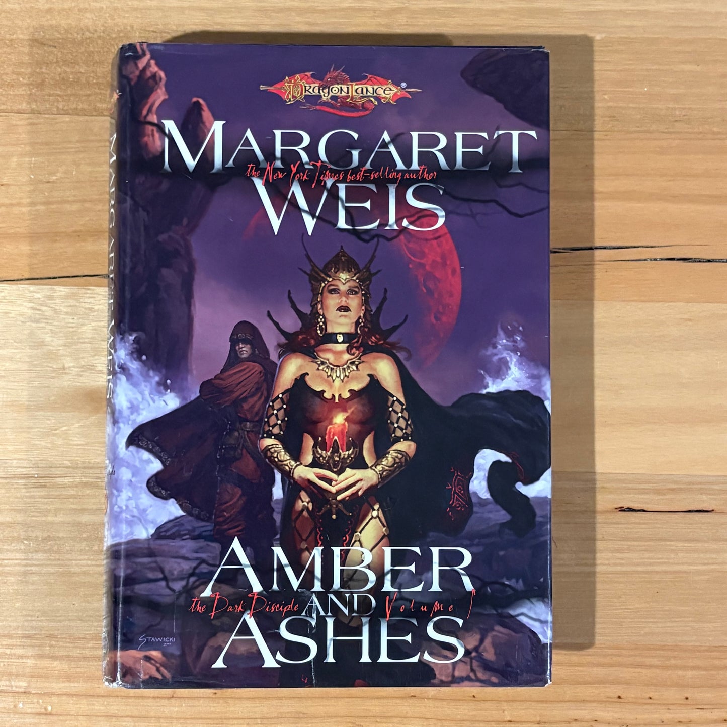 Amber and Ashes by Margaret Weis Dragonlance Fantasy Hardcover 2004 Ex-Library