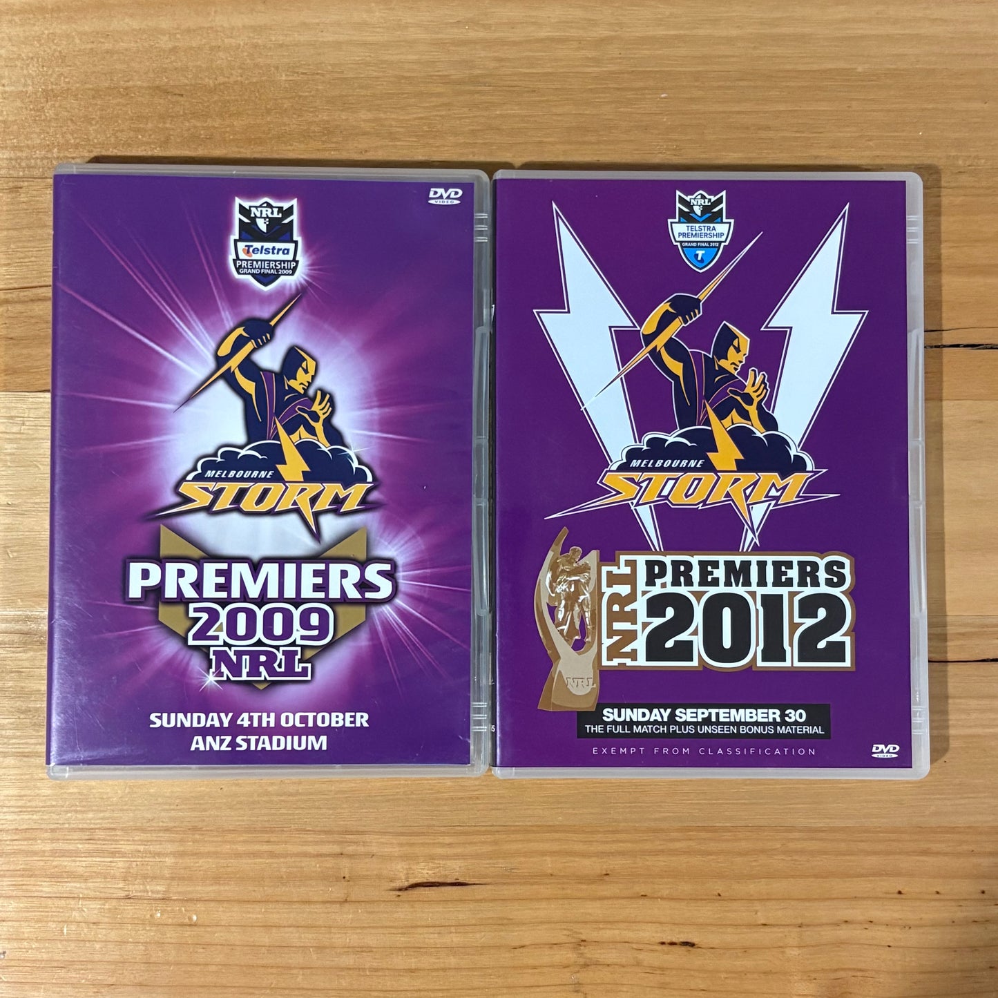 Melbourne Storm NRL Premiers 2009 and 2012 DVD Grand Final PAL 4 VGC
