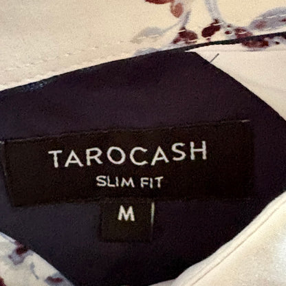 Tarocash Shirt Men's Casual Medium Short Sleeve Slim Fit White Floral Pattern Collared NWT