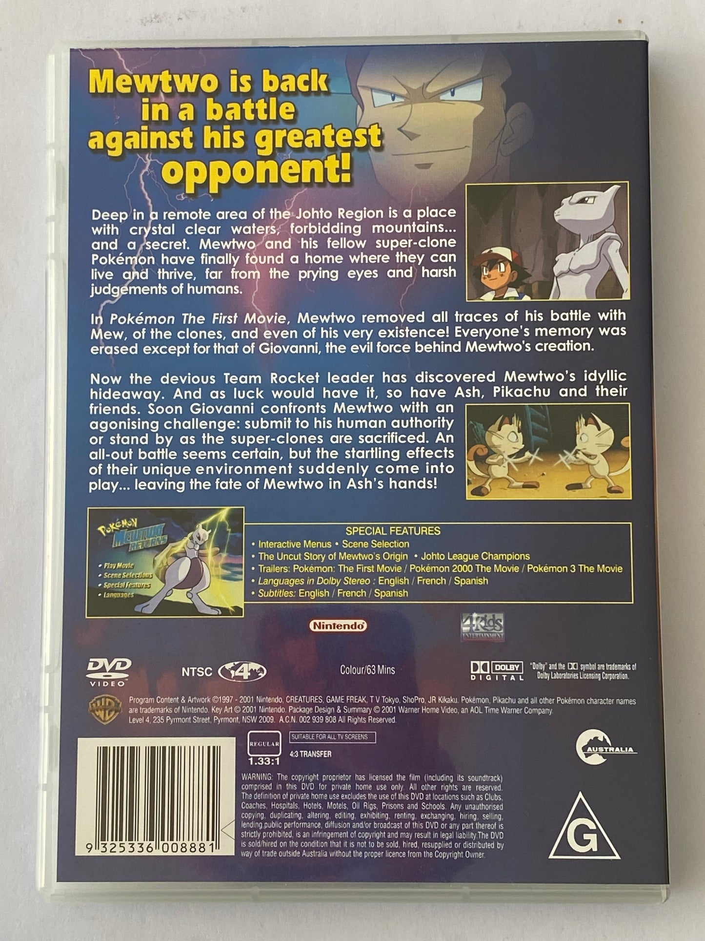 Pokemon Mewtwo Returns DVD NTSC 4 VGC