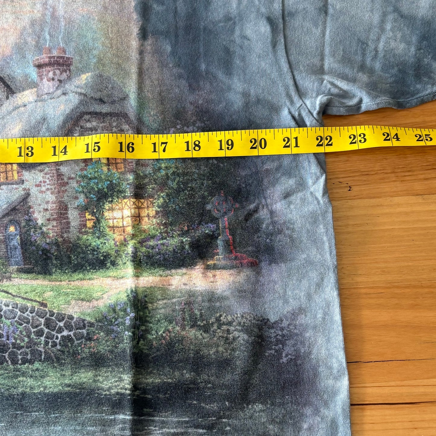 Thomas Kinkade T-Shirt Blue Short Sleeve Size Large