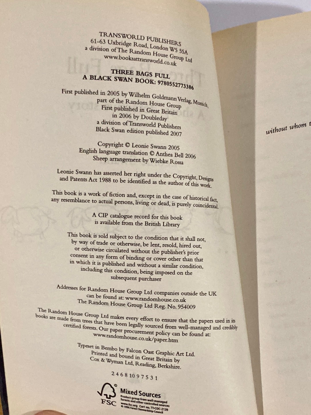 Three Bags Full by Leonie Swann Paperback 2007 Edition VGC