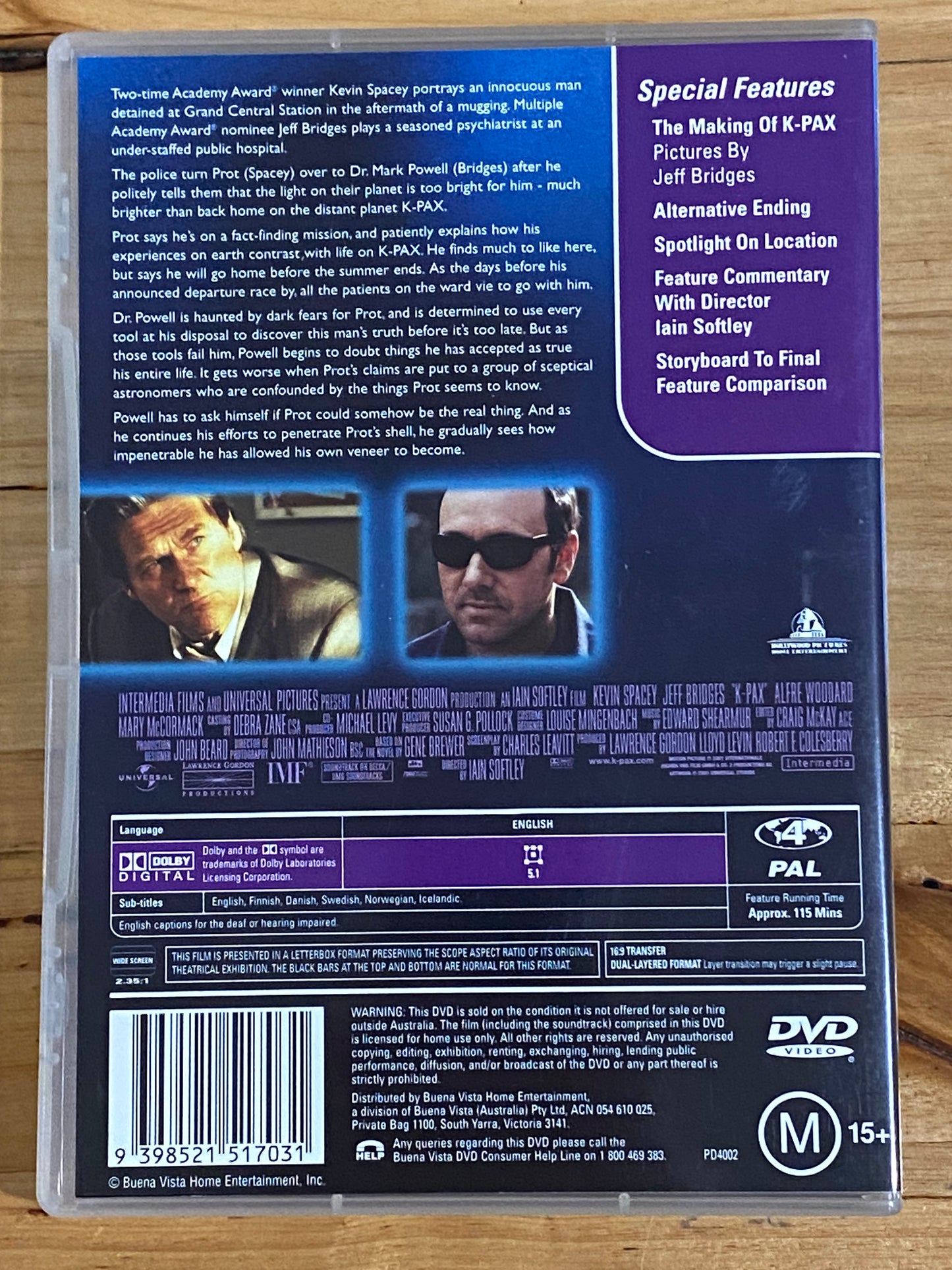 K-Pax DVD Science Fiction Kevin Spacey Jeff Bridges PAL 4 VGC