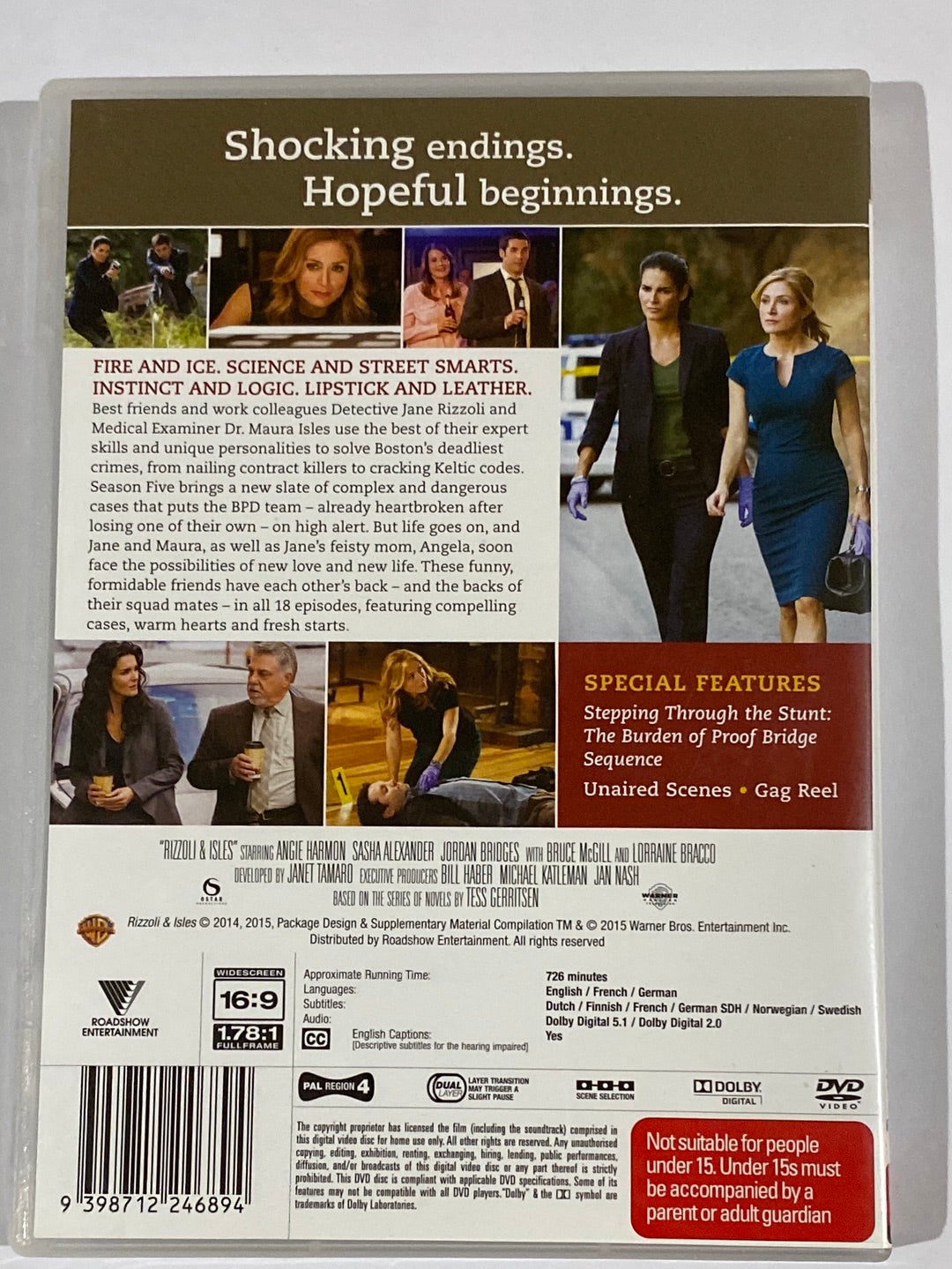 Rizzoli & Isles Complete Season 5 ­DVD 4-Disc Set PAL 4 VGC