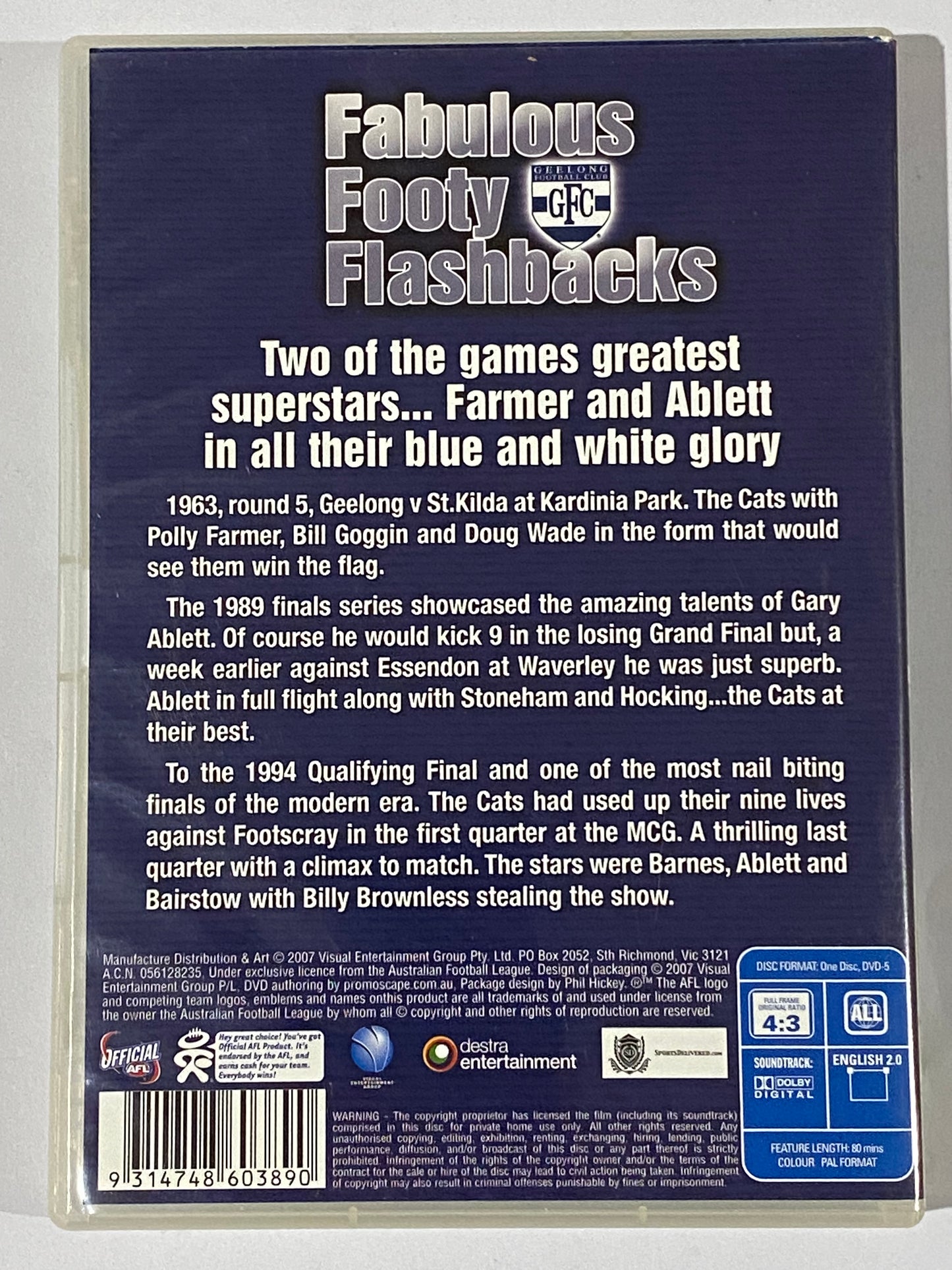 Geelong's Fabulous Footy Flashbacks DVD PAL 4 VGC