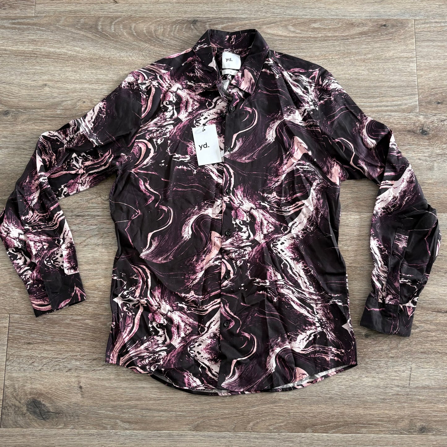 yd Shirt Mens Medium Slim Fit Burgundy Paisley Collared NWT