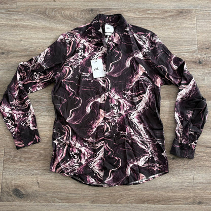 yd Shirt Mens Medium Slim Fit Burgundy Paisley Collared NWT