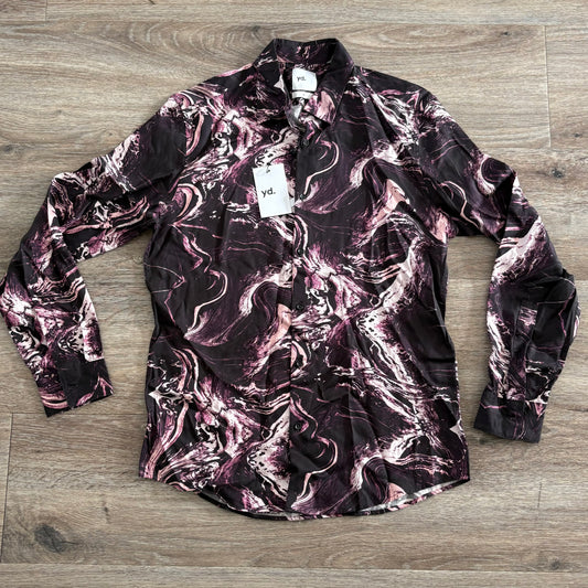 yd Shirt Mens Medium Slim Fit Burgundy Paisley Collared NWT