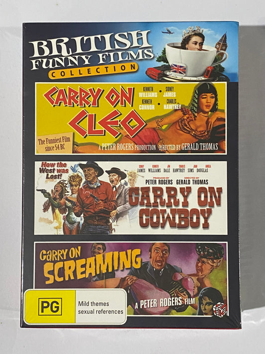 Carry On Comedy DVD 3-Pack Cleo Cowboy and Screaming Brand New Sealed