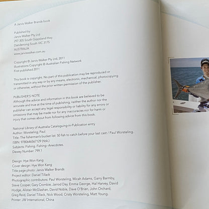 The Fisherman's Bucket List by Paul Worstelling Hardcover 2011 GD