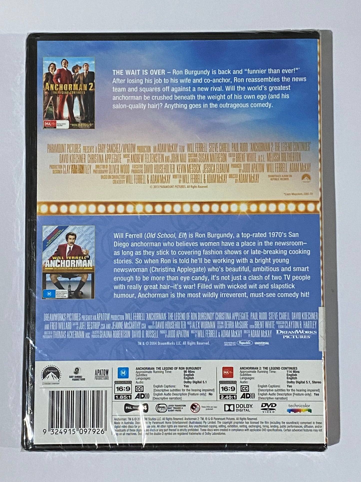 Anchorman Two Movie Set DVD 2-Disc Set Will Ferrell PAL 4 Brand New Sealed