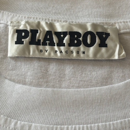 Men’s Playboy Short Sleeve White Graphic Logo Tee Shirt Size XL