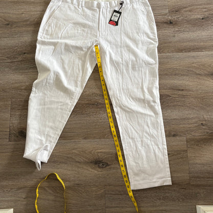 Tarocash Men’s Linen Pants White Sz 44-inch Waist Dune Slim Stretch Zip Fly NWT