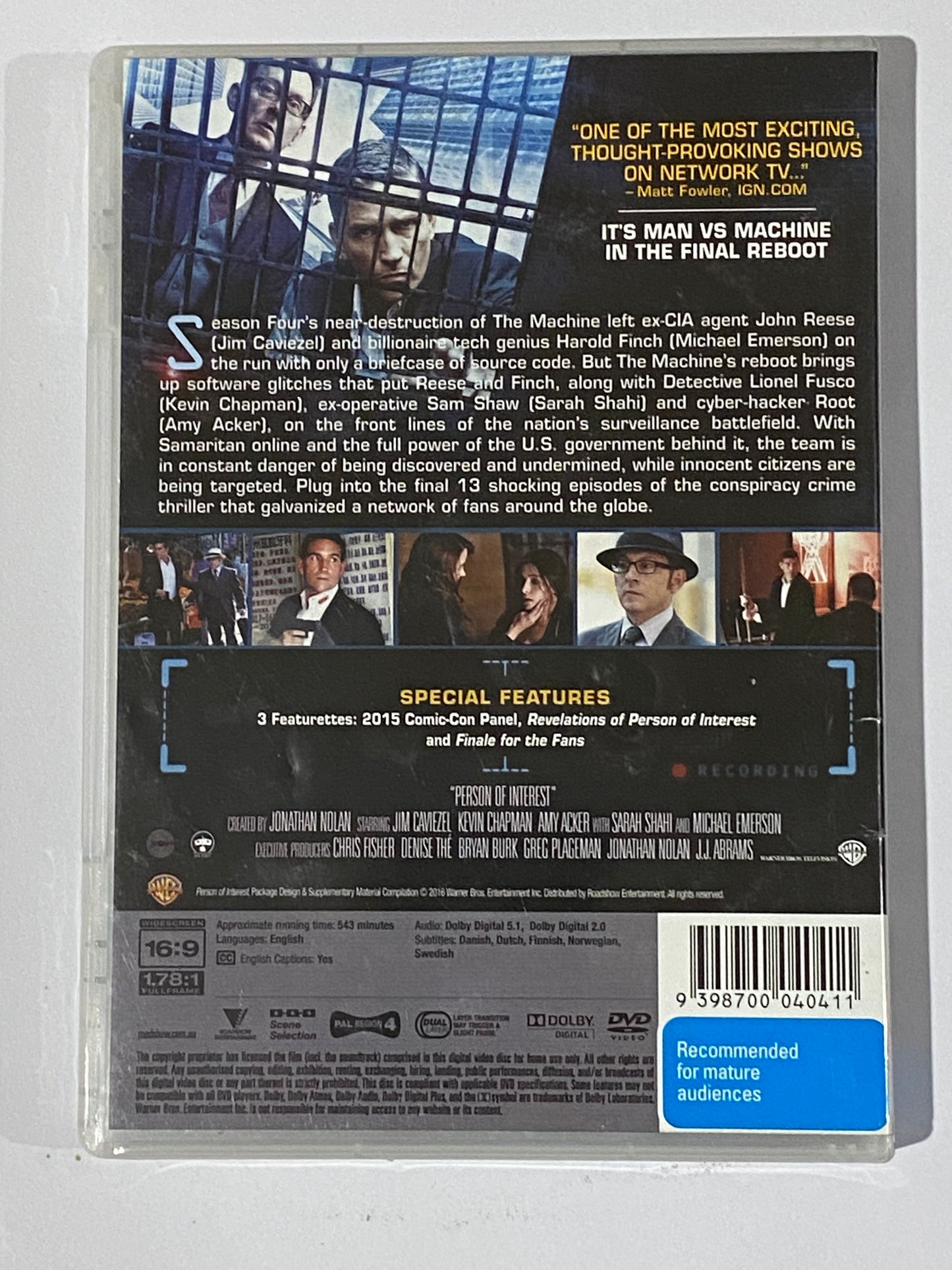 Person Of Interest Complete Seasons 1-5 DVD Every Episode PAL 4 VGC