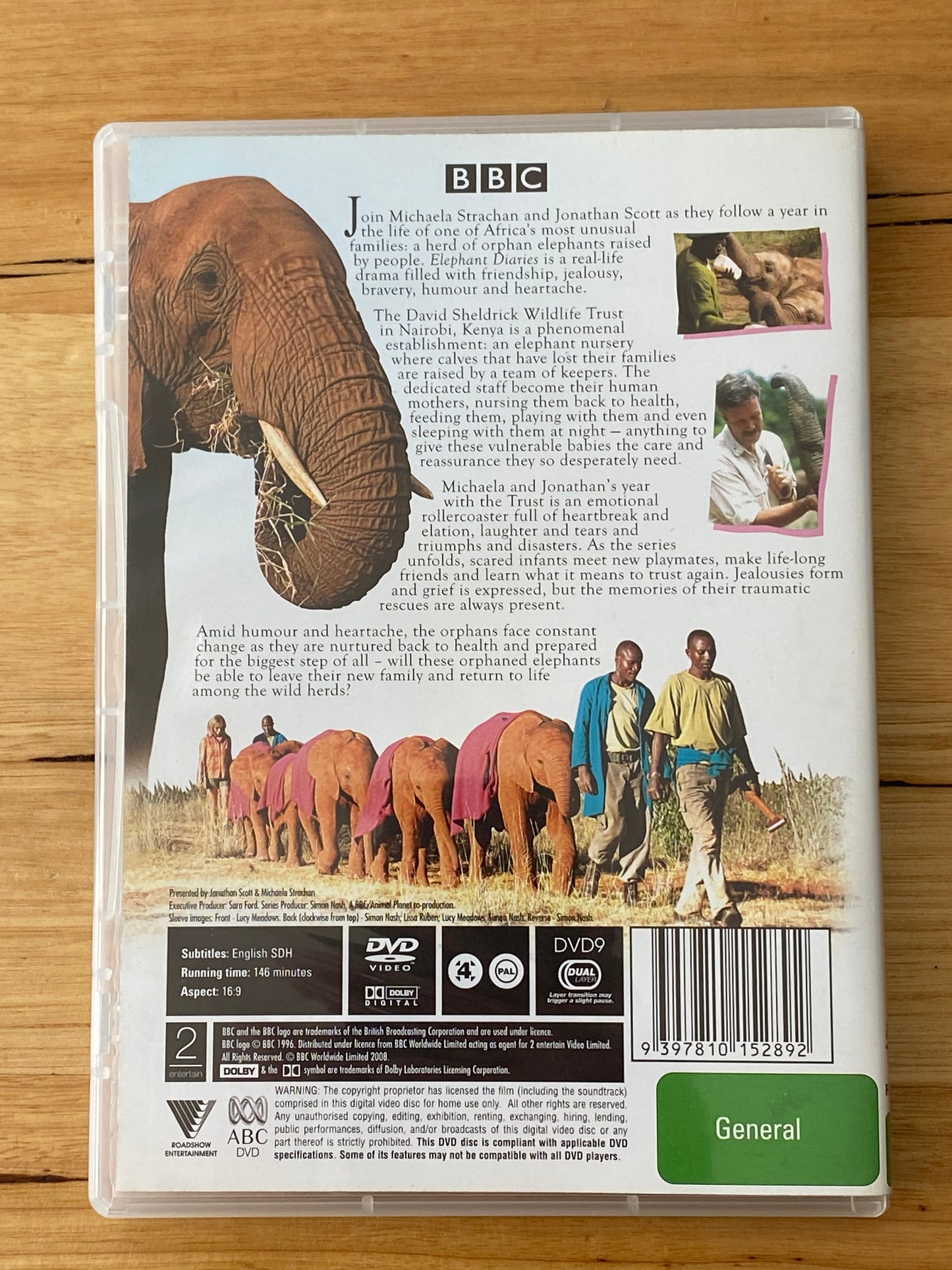 Elephant Diaries Series 1 DVD BBC Nature Documentary PAL 4 VGC