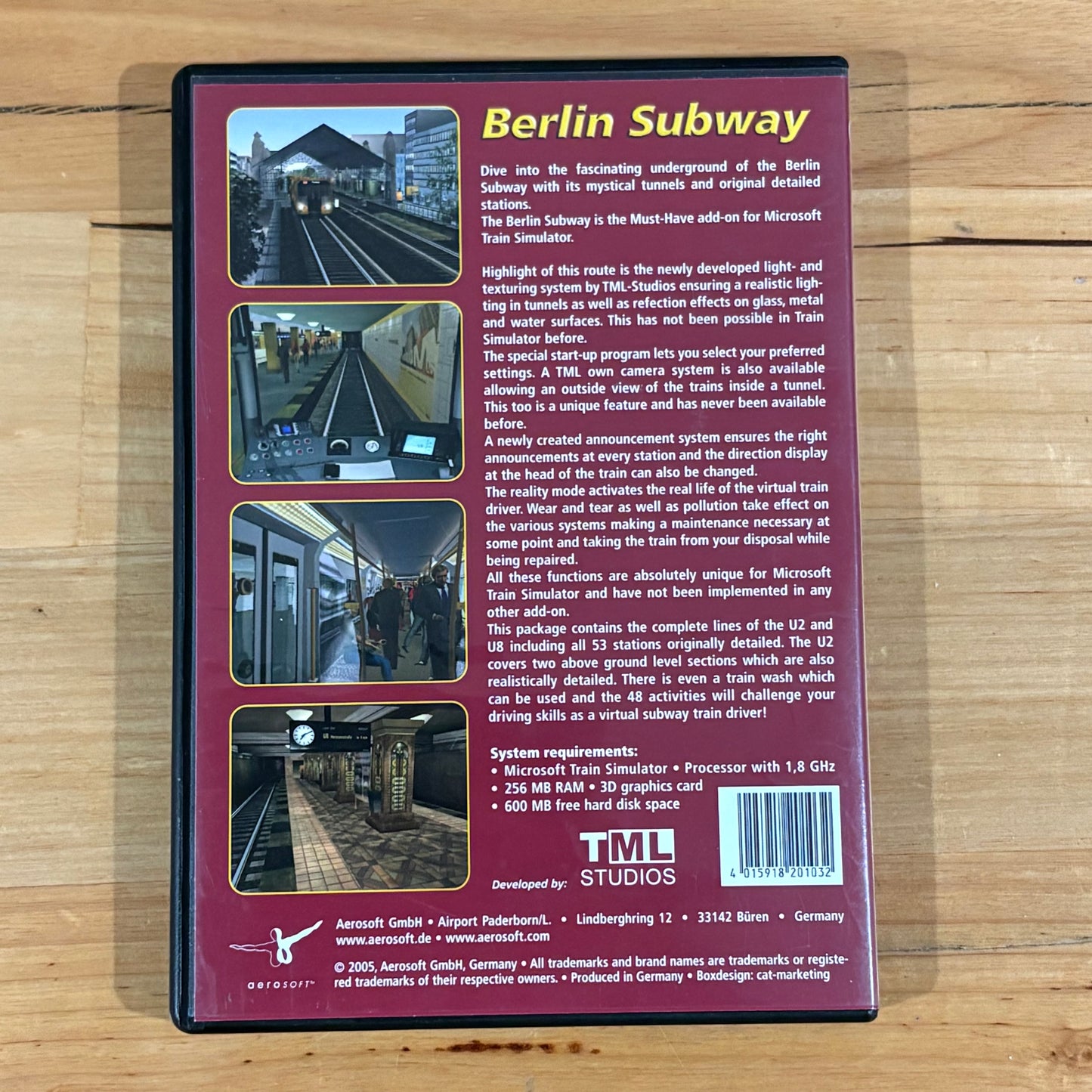 Berlin Subway Microsoft Train Simulator Add-on With Manual Video Game PC VGC