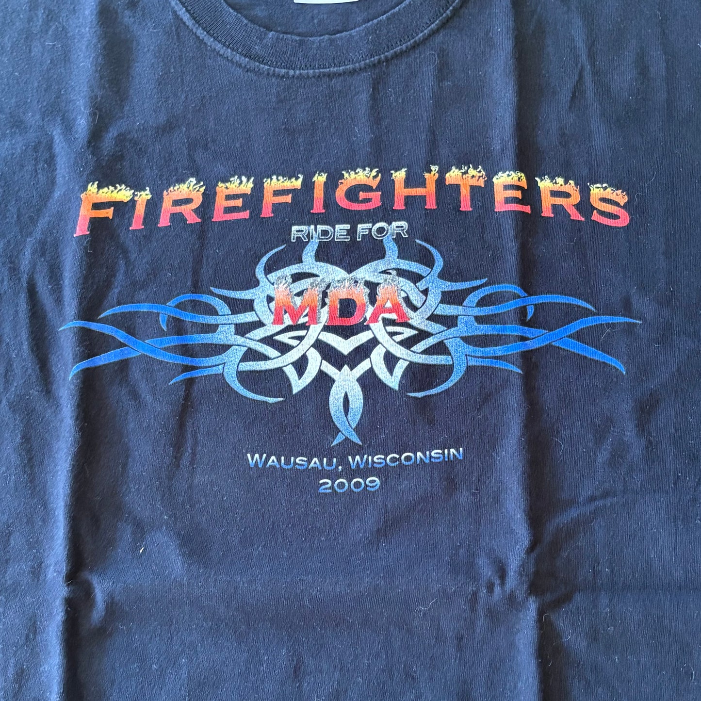 Firefighters For MDA Wausau Wisconsin T-Shirt Black Short Sleeve Size XL
