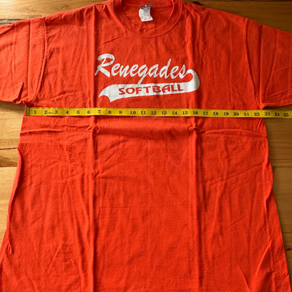 Renegades Softball Team T-Shirt Orange Short Sleeve Size XL
