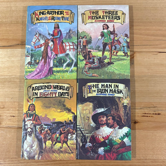 4 Vintage Children's Books Jules Verne Alexandre Dumas Hardcover Dean & Son GD