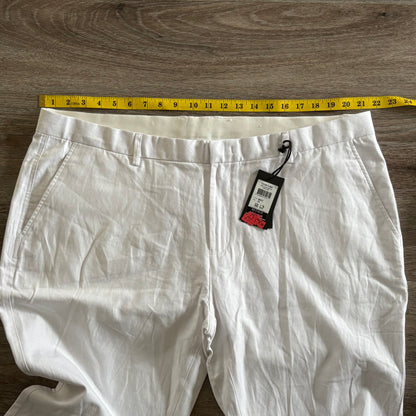 Tarocash Men’s Linen Pants White Sz 44-inch Waist Dune Slim Stretch Zip Fly NWT