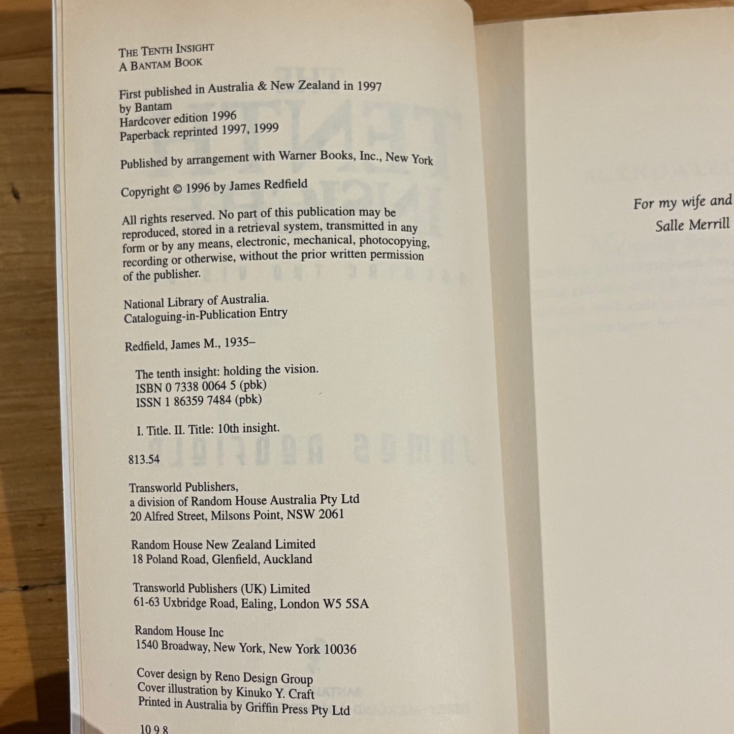 The Tenth Insight Holding The Vision by James Redfield Paperback 1999 GD