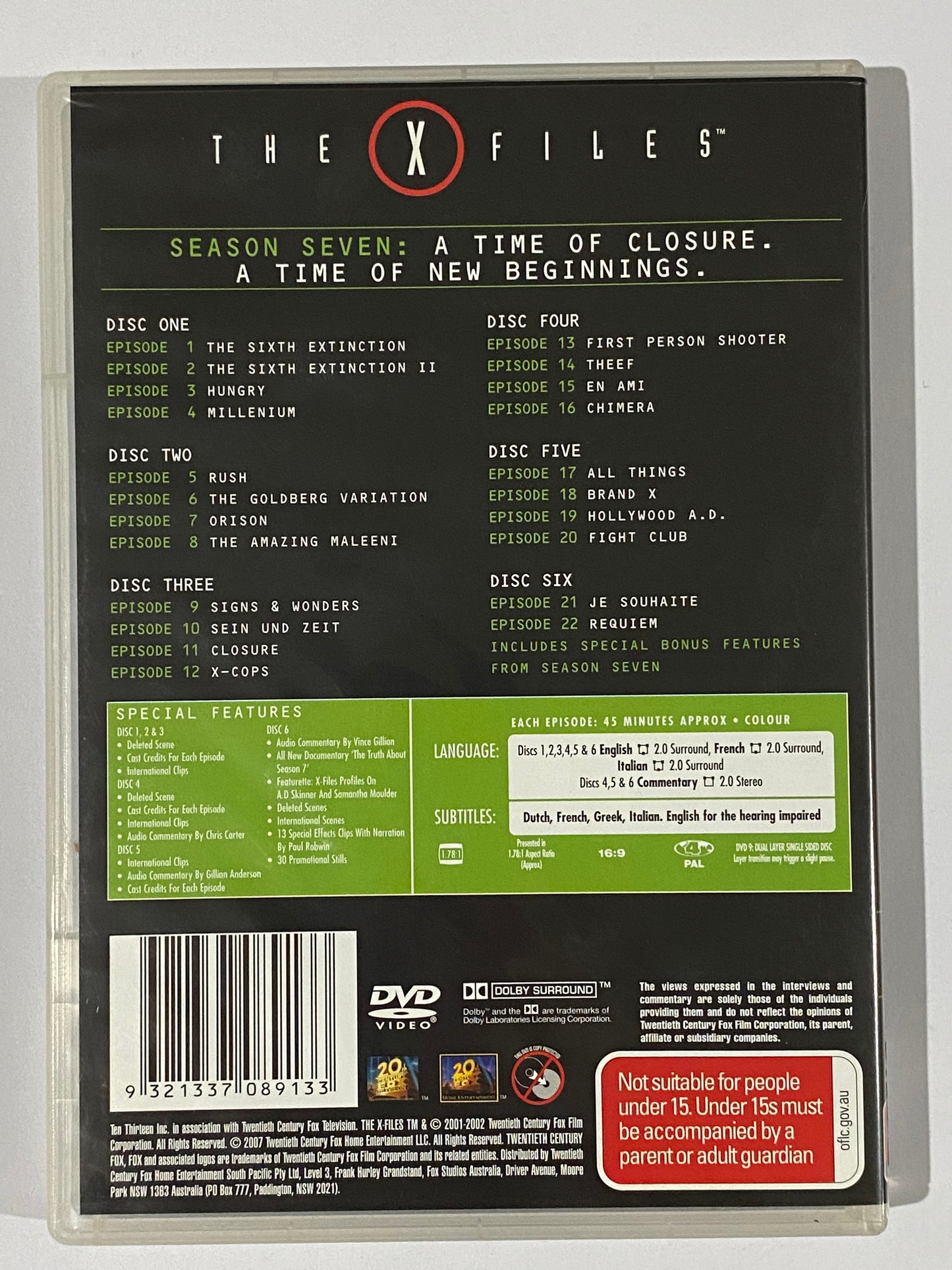 The X-Files Season 2,3,4,6 & 7 DVD 5 Series Bundle PAL 4 VGC