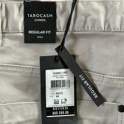 Tarocash Men’s Chinos Putty Sz 44-inch Waist Regular Zip Fly New With Tags