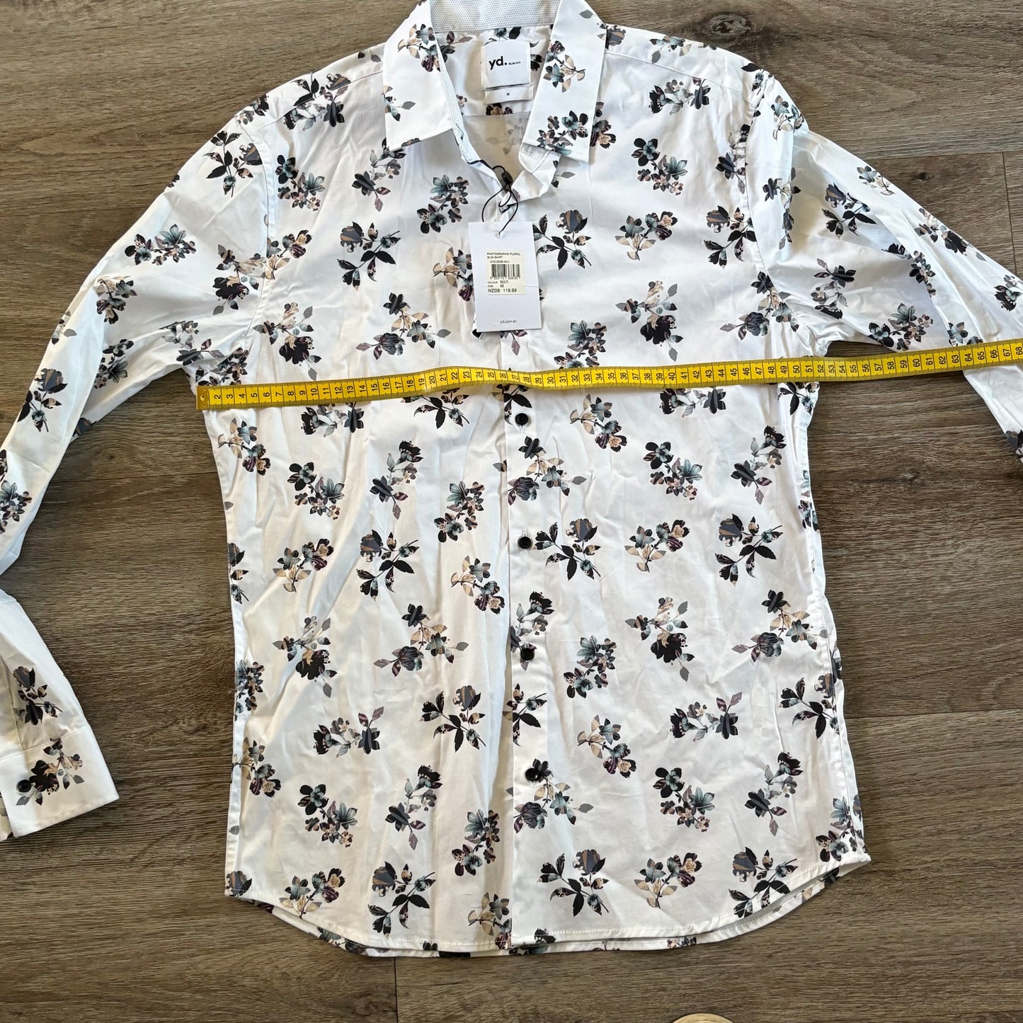 yd Shirt Men's Casual Medium Long Sleeve Slim Fit Photographic Floral Collared NWT