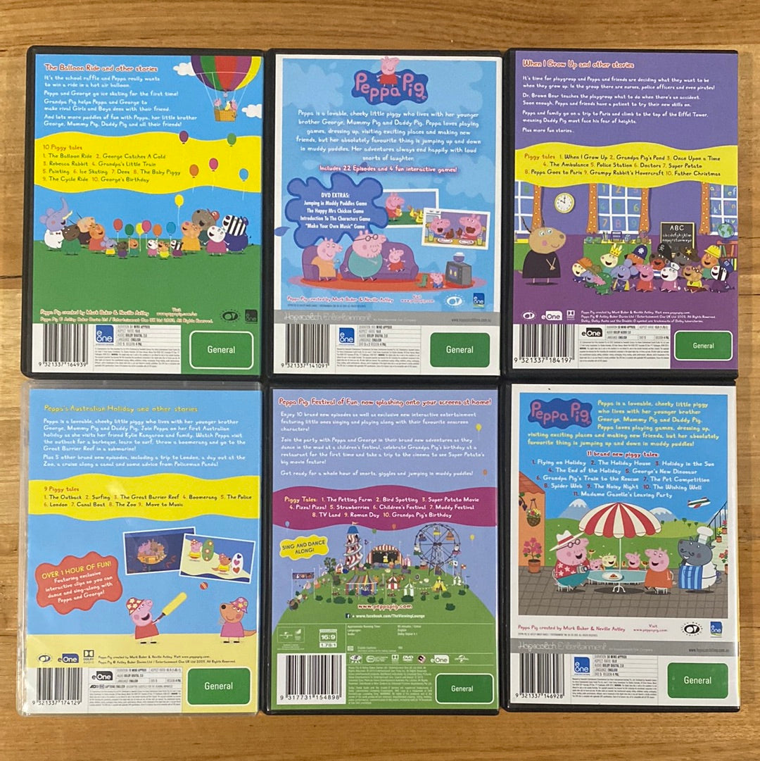 Peppa Pig 6 DVD Bundle PAL 4 VGC