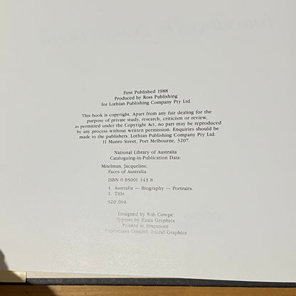 Faces Of Australia by Jacqueline Mitelman Vintage Hardcover 1988 GD