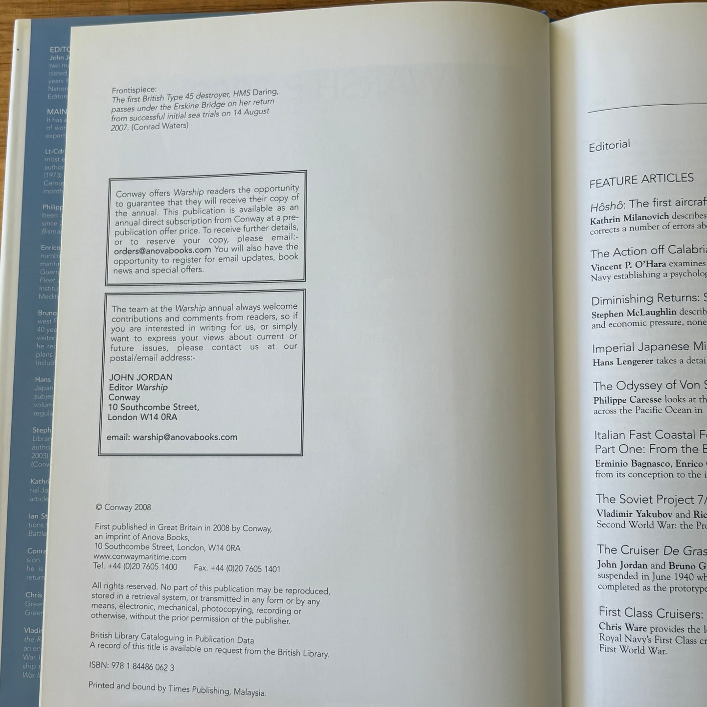 Warship 2008 and 2009 2 Book Bundle Conway Hardcover Maritime History GD