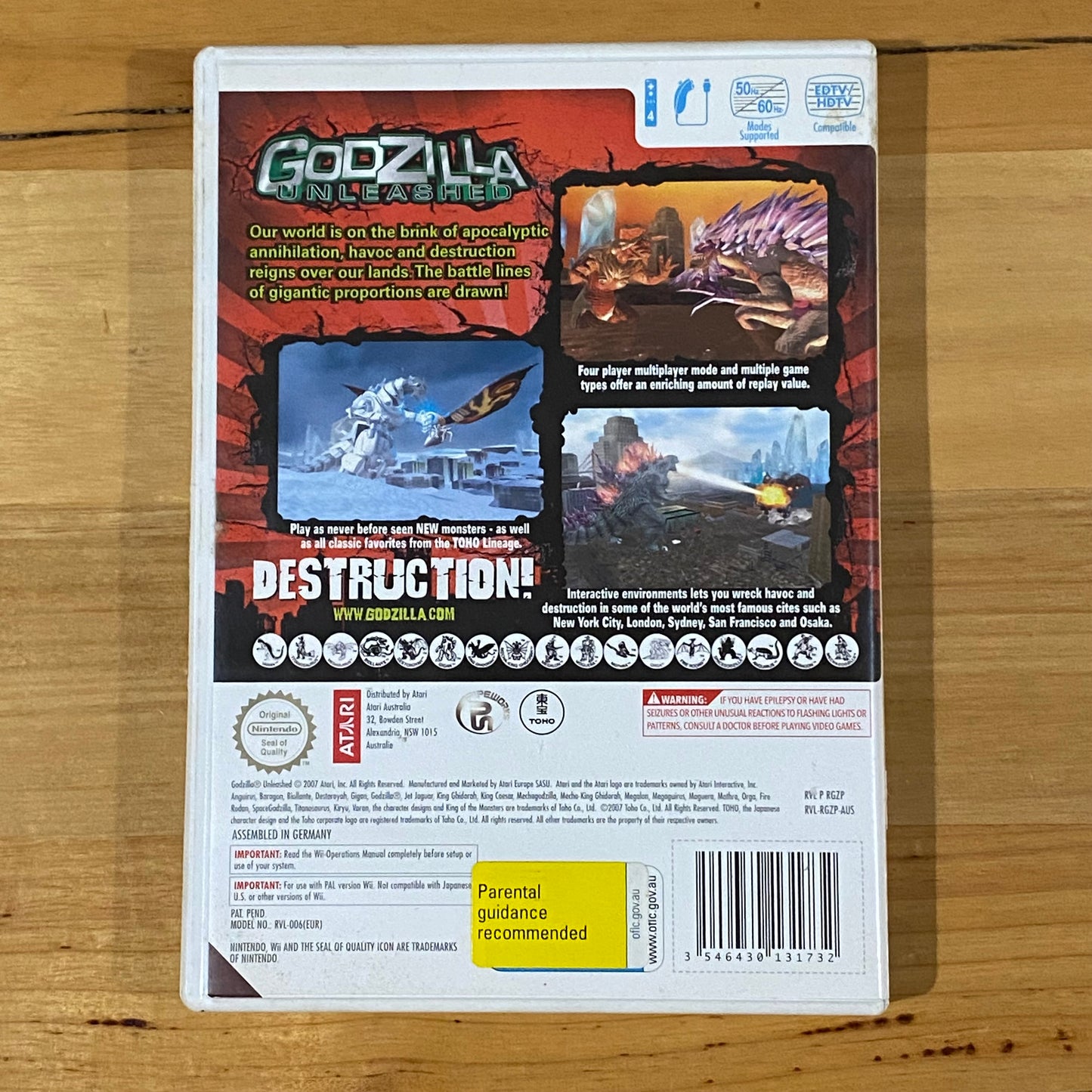 Wii Godzilla Unleashed With Manual Video Game VGC