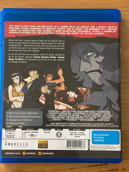 Cowboy Bebop The Movie Blu-Ray Umbrella Entertainment Region B VGC