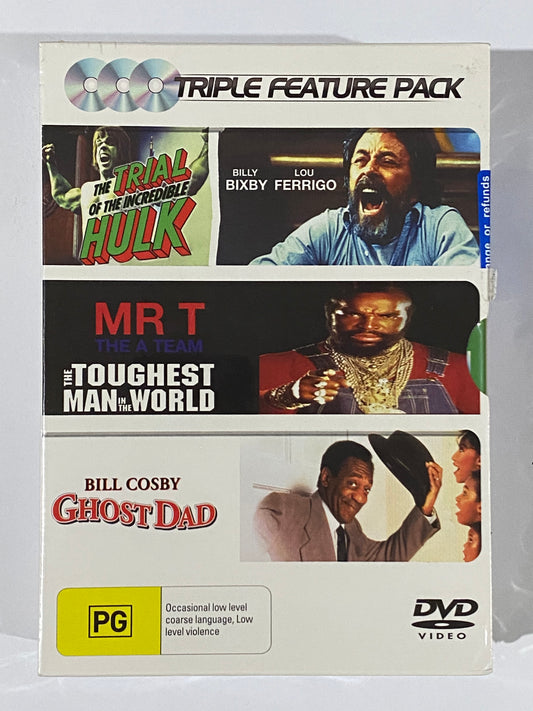 Triple Feature Pack DVD Trial Of The Incredible Hulk Mr T PAL 4 New Sealed