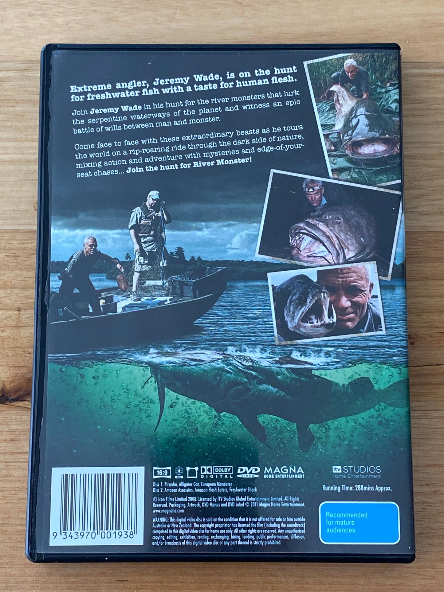 River Monsters Season 1 DVD Jeremy Wade Fishing 2-Disc PAL 4 VGC