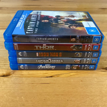 Marvel Universe Blu-ray 5 Movie Bundle Iron Man Thor Captain America VGC