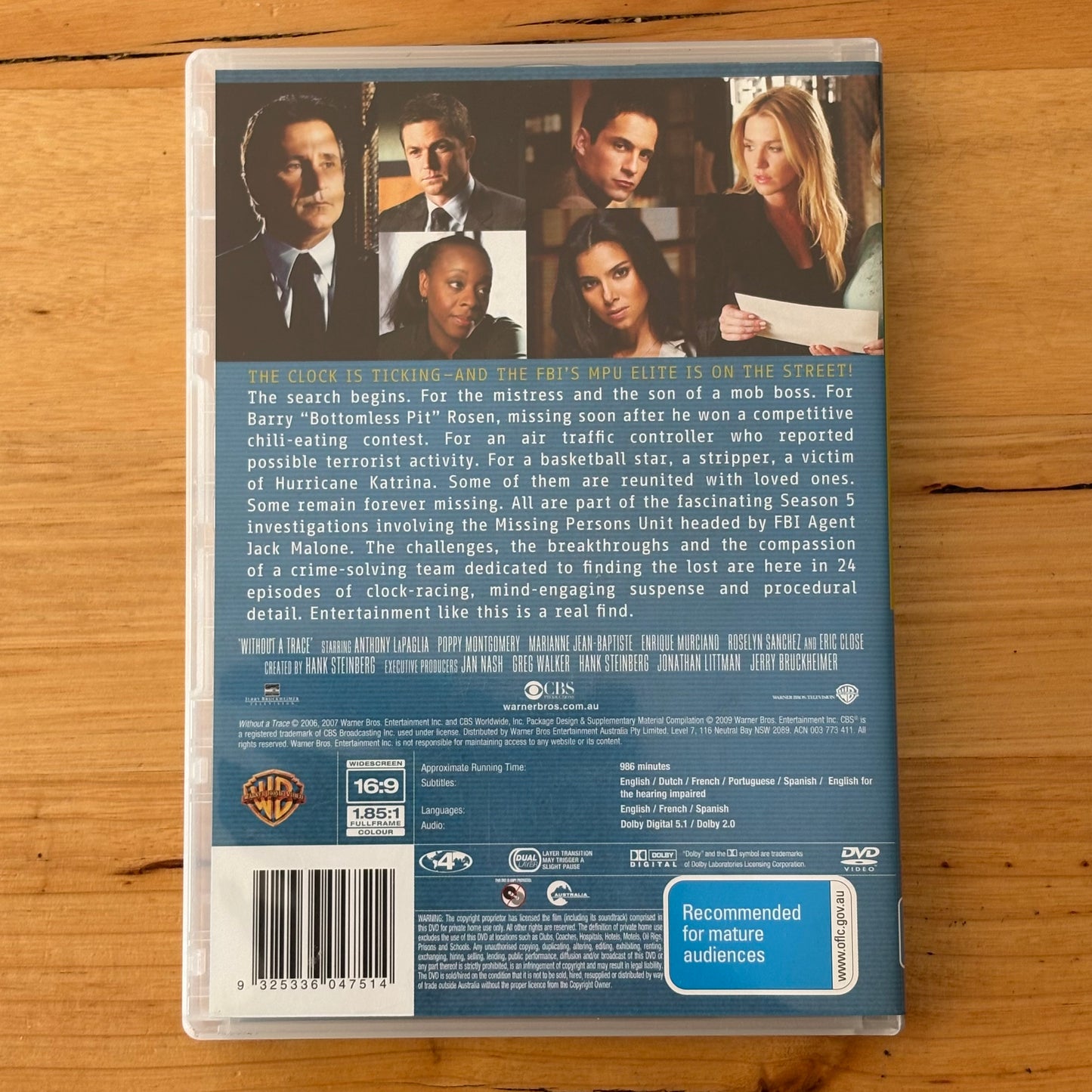 Without A Trace Series 1-3 & 5 DVD 4-Disc PAL 4 - 1 and 2 are New Sealed