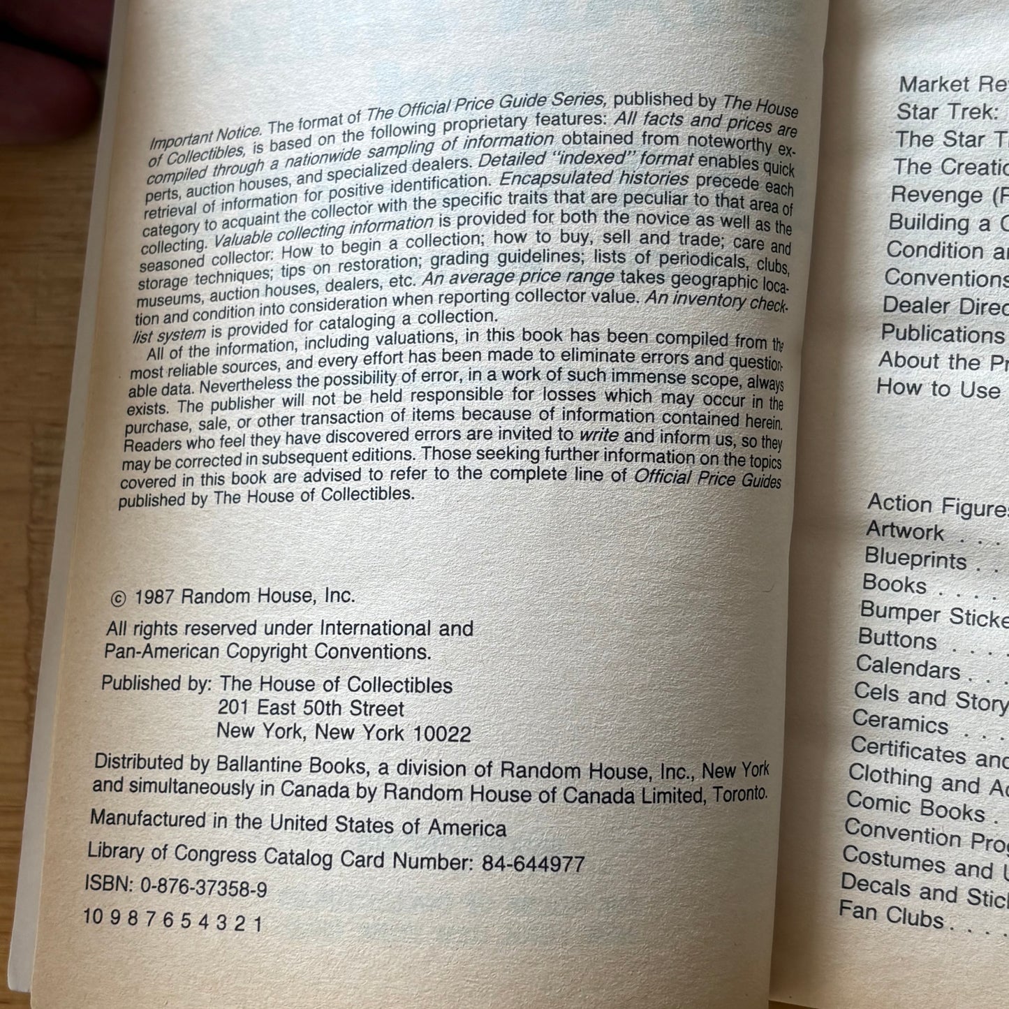 Official Price Guide Star Trek and Star Wars Collectibles 2nd Ed Paperback VTG