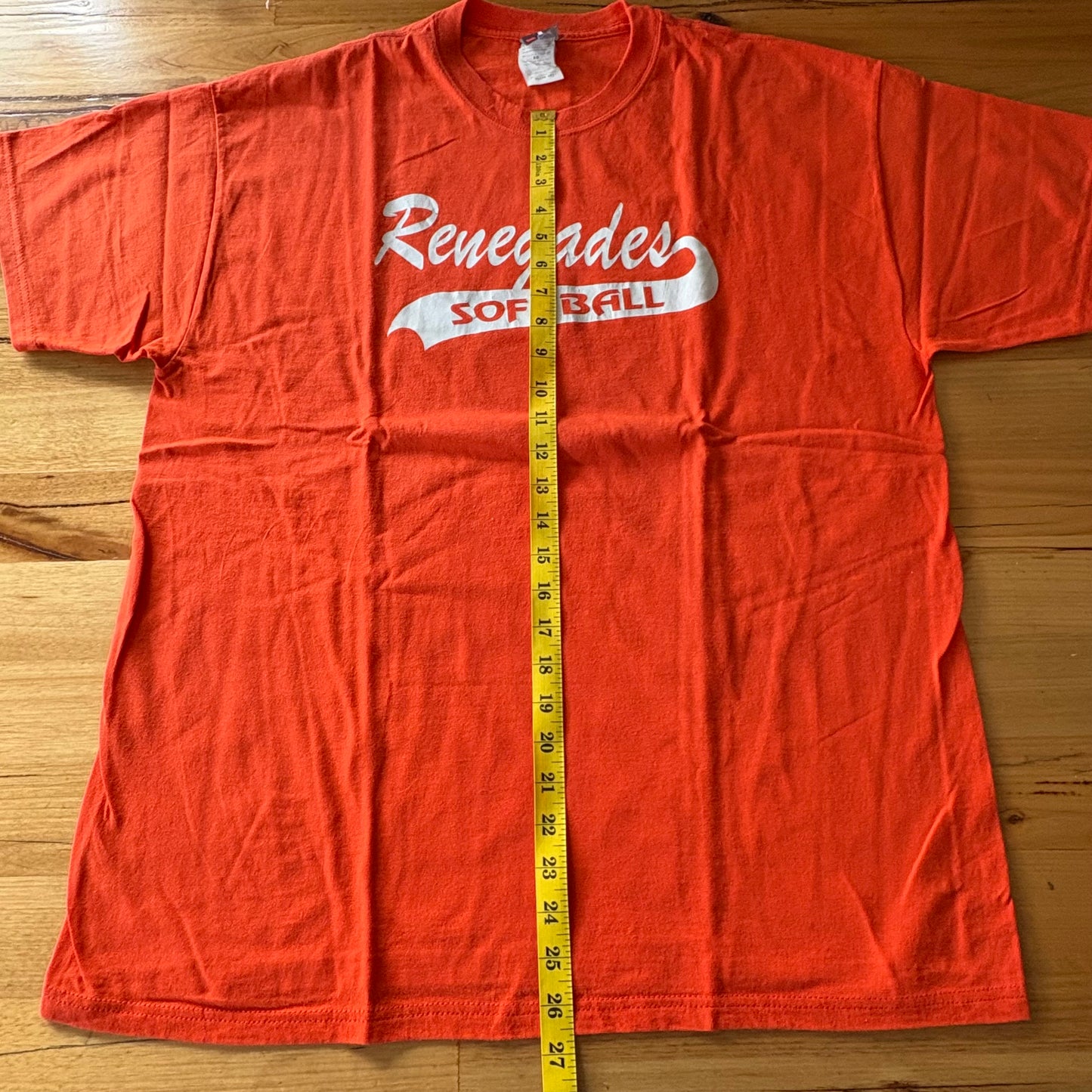 Renegades Softball Team T-Shirt Orange Short Sleeve Size XL