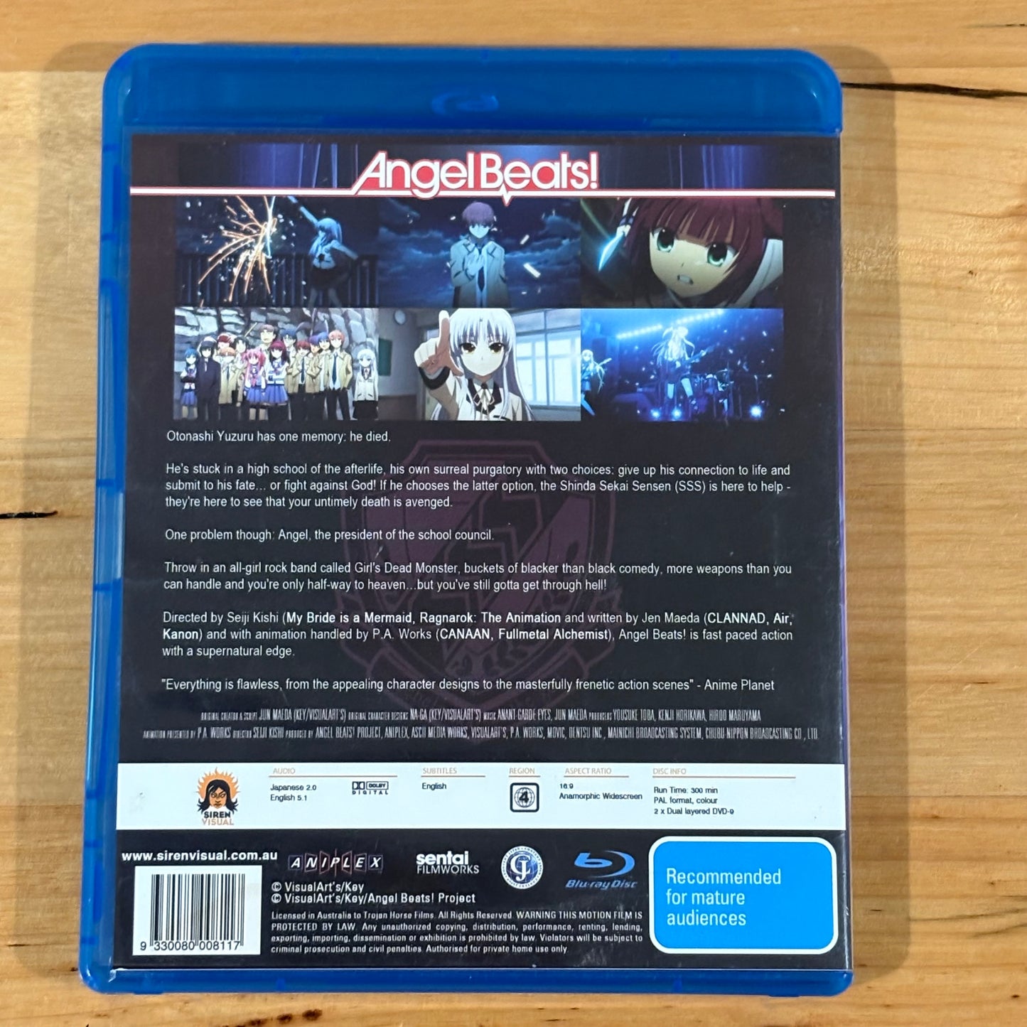 Angel Beats Blu-Ray Anime 2-Disc Set Region 4 PAL VGC