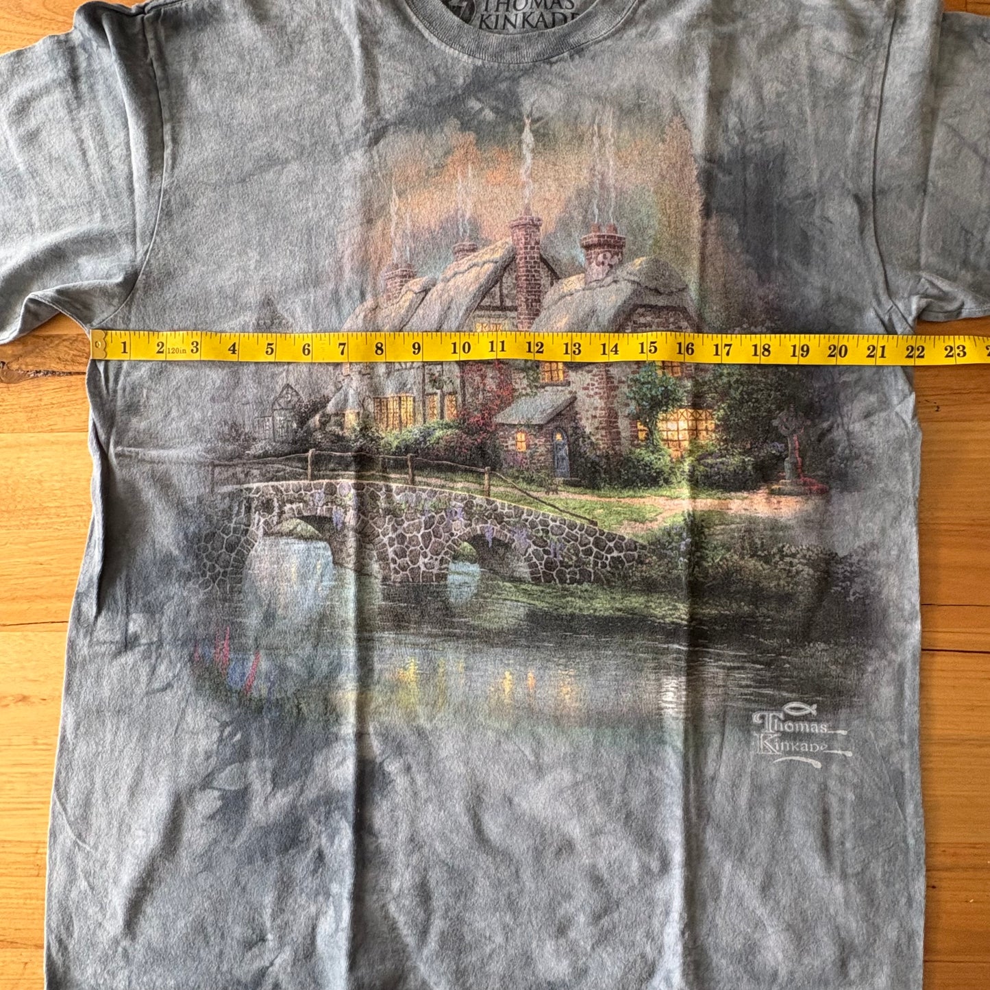 Thomas Kinkade T-Shirt Blue Short Sleeve Size Large