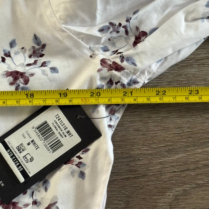 Tarocash Shirt Men's Casual Medium Short Sleeve Slim Fit White Floral Pattern Collared NWT