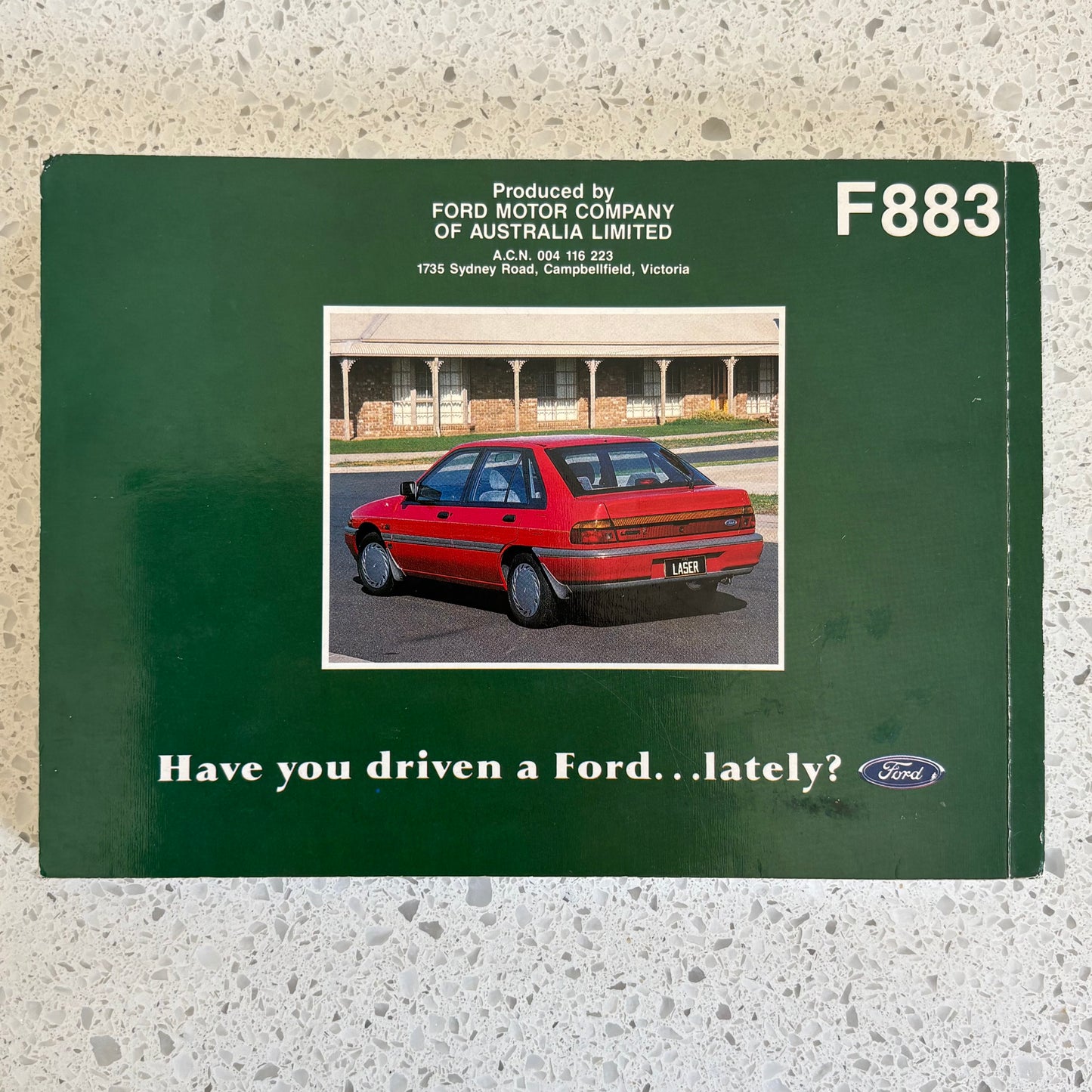 Ford Laser Owner's Manual and 1996 Model RHD Wiring Diagram Paperback GD