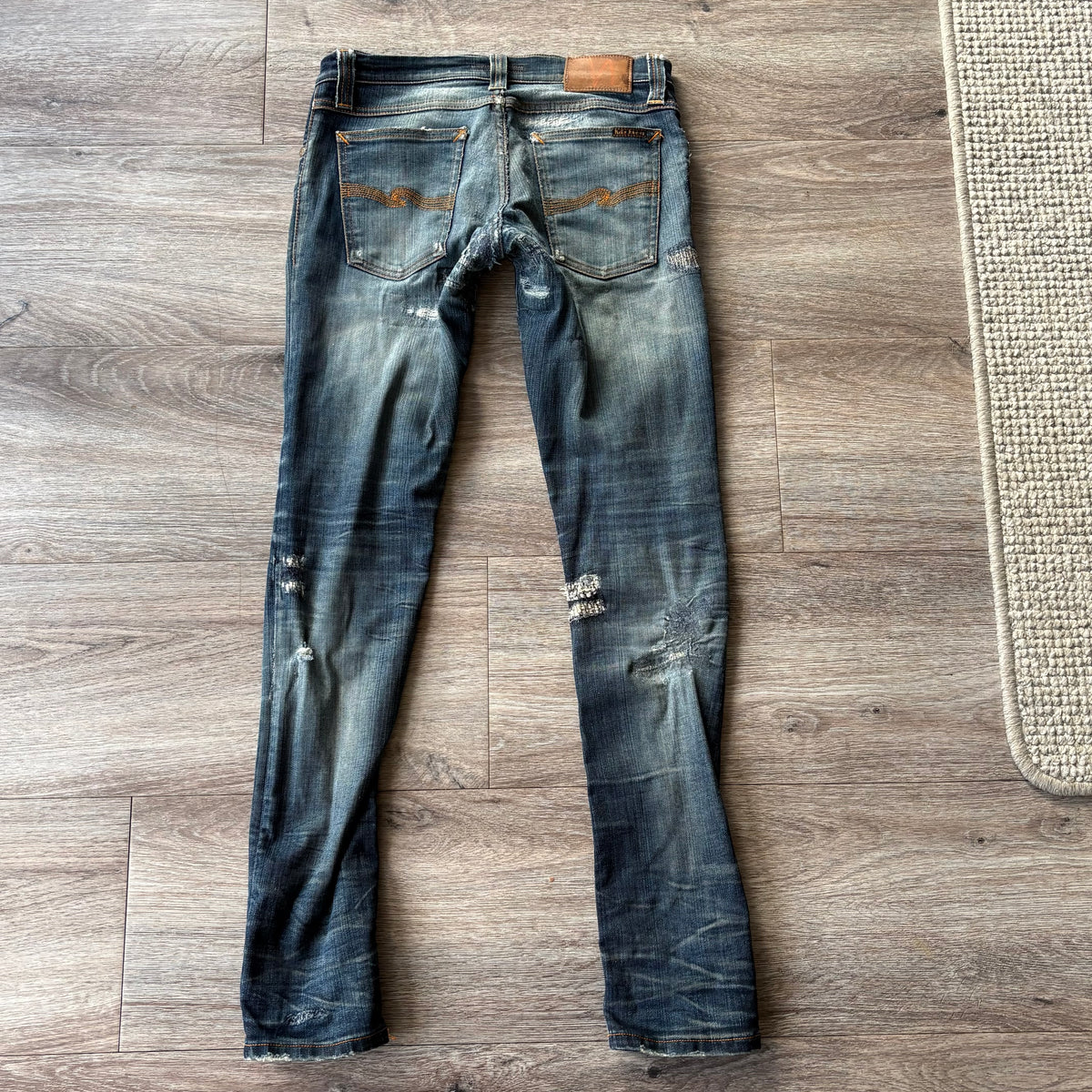 Nudie Jeans Womens Distressed W 28 L 32 Blue Denim Skinny
