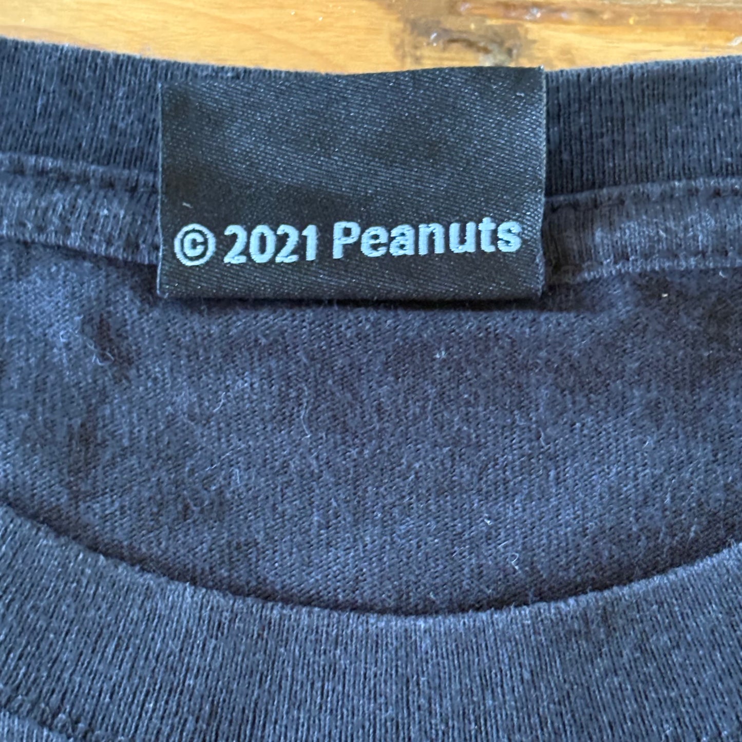 Snoopy Skateboarding T-Shirt Black Checked Pocket Short Sleeve Size M